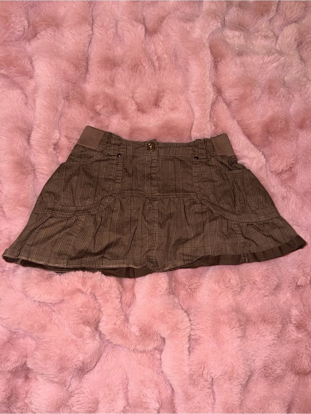Maurices Brown Plaid Tiered Mini Skirt